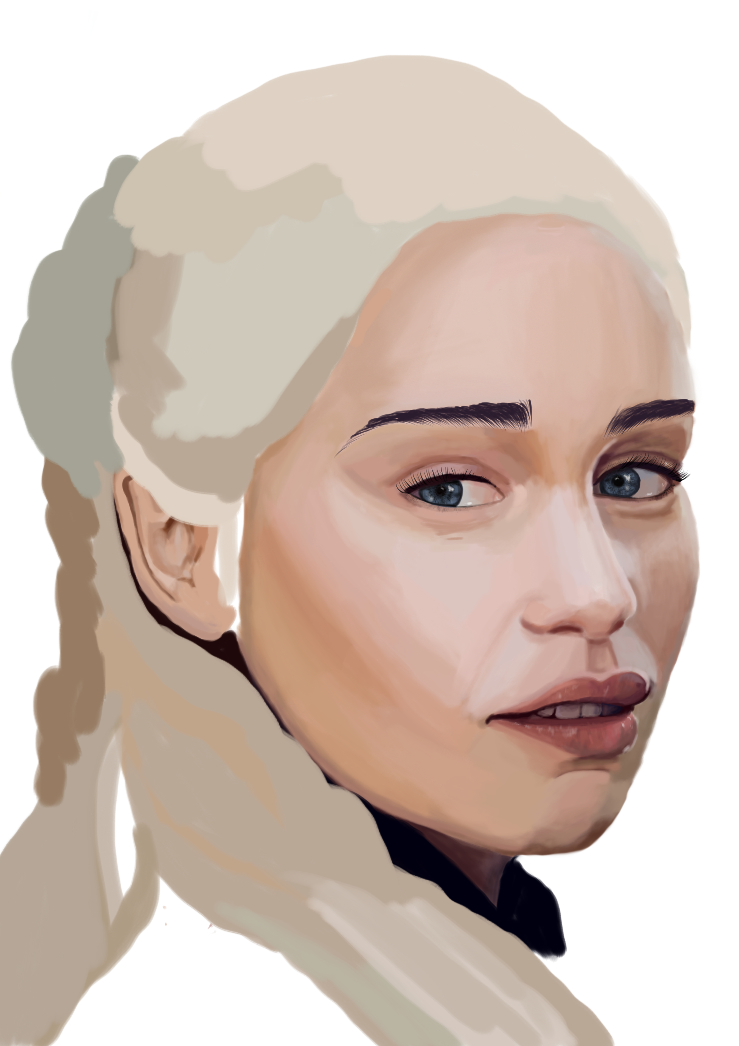 Unfinished digital drawing of Emilia Clark as Khaleesi in GoT